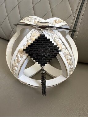 libby. edelman Black Geometric Tile Pendant Necklace with Tassel
